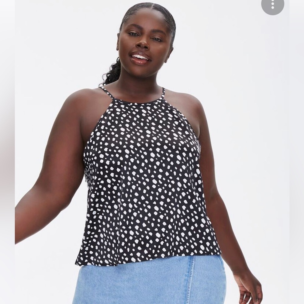 Forever21 White Spotted Black Cami